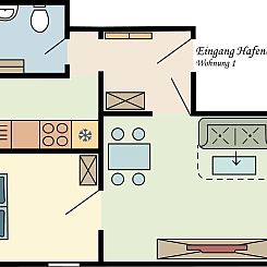 Appartement Wohnung für vier Personen im Erdgeschoss