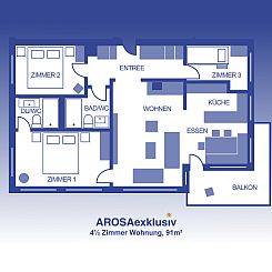 Appartement Appartemen, Dusche und Bad, WC, 6-Bettwohnung