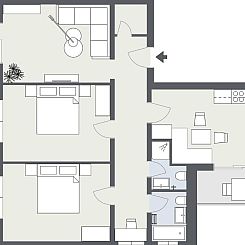 Appartement Top Ferienwohnung Pollux für 4-5 Personen