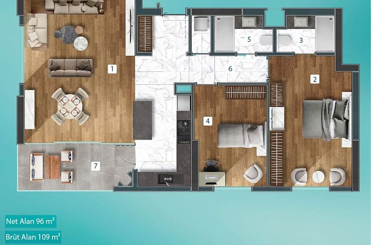 Appartement in Yeni Iskele