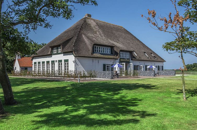Type R vacation home in De Cocksdorp, Texel with thatched roof and green garden, Wadden Islands.