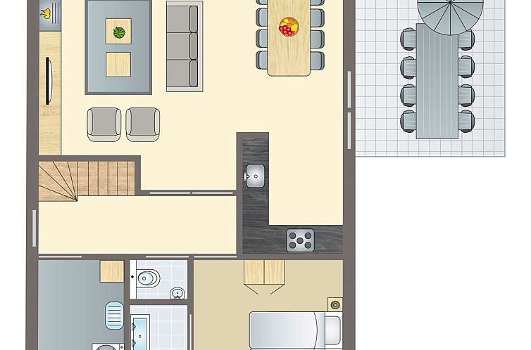Sluftervallei 8-persoons bungalow 8L in De Cocksdorp, Texel met rieten dak en ruime tuin.