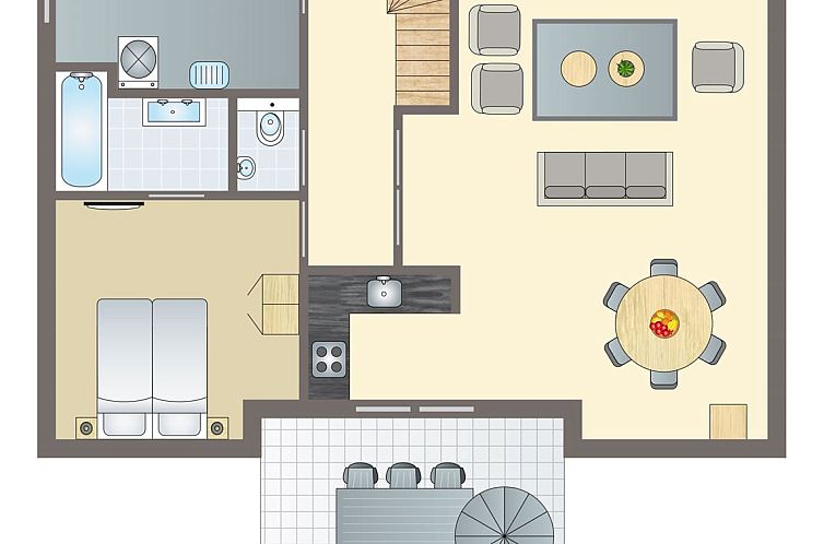 Sluftervallei 6-person bungalow 6L in De Cocksdorp, Texel with thatched roof and green surroundings.