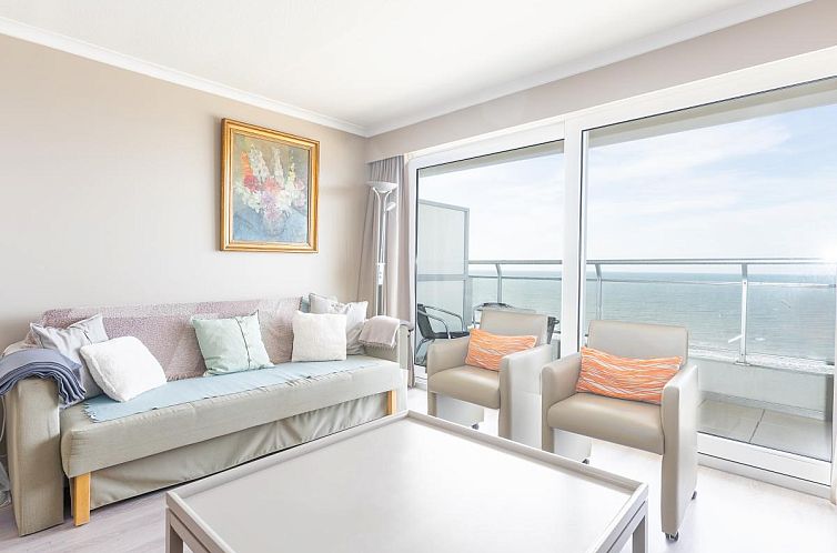 Helles Wohnzimmer mit Meerblick in Long Beach 1 - 0904, Ferienhaus in Middelkerke, Westflandern, Belgien.