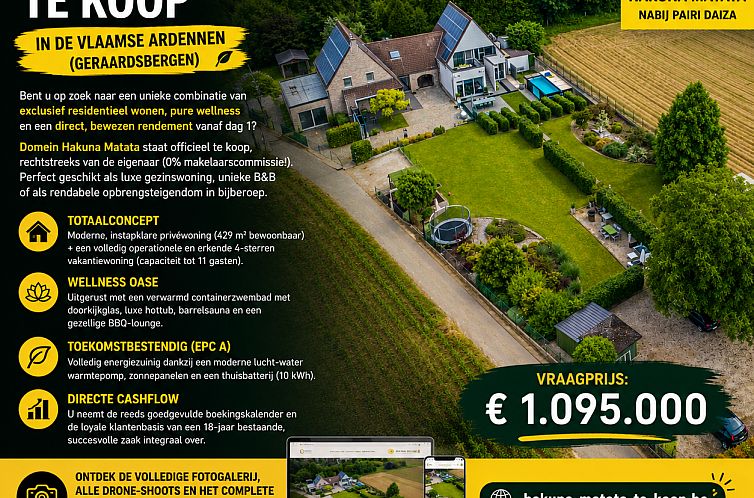 Einfamilienhaus in Geraardsbergen, Ostflandern: luxurioeses Ferienhaus mit Swimmingpool, grosszuegiger Terrasse und gruener Umgebung in Belgien.