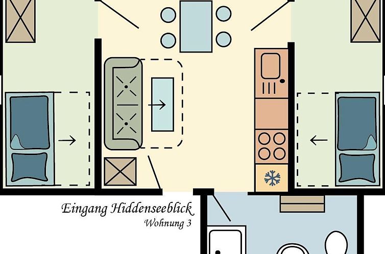 Appartement Wohnung für sechs Personen im Dachgeschoss