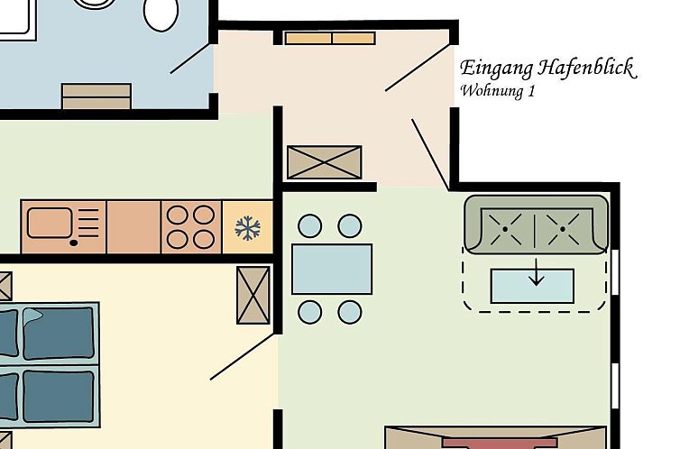 Appartement Wohnung für vier Personen im Erdgeschoss