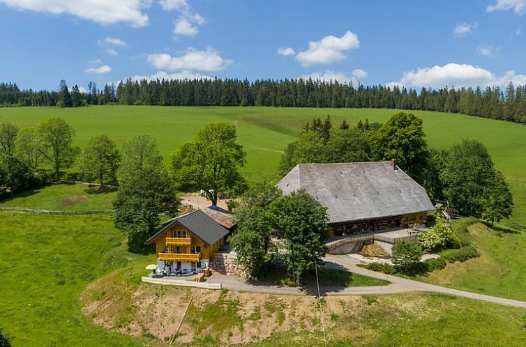 Vakantiewoning Huisje in Vohrenbach, gelegen in het prachtige Zwarte Woud, Duitsland, biedt een idyllisch uitzicht op groene landschappen.