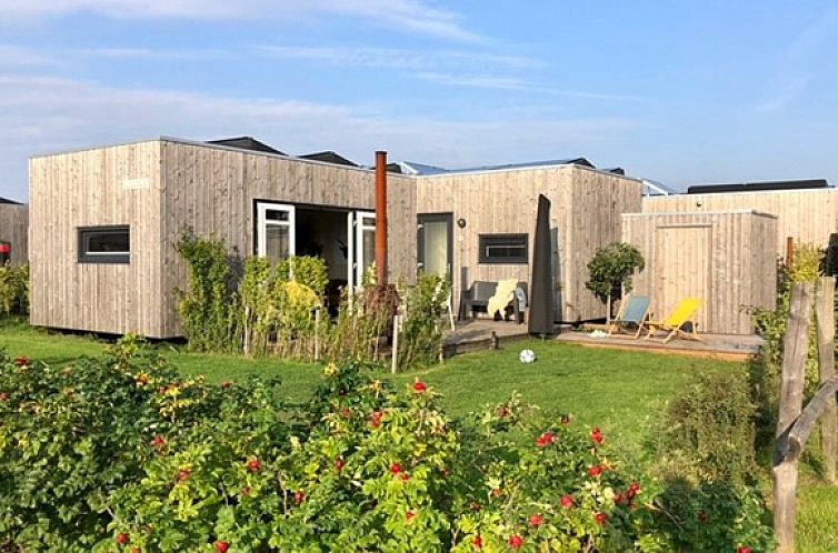 Buitenhuis chalet in Midsland Noord, Terschelling met zonnige tuin en terras.