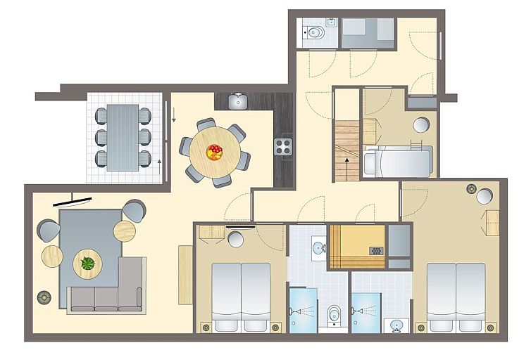 Luxury living room of 4-6-bed penthouse 4-6LP in West Terschelling with sea view.