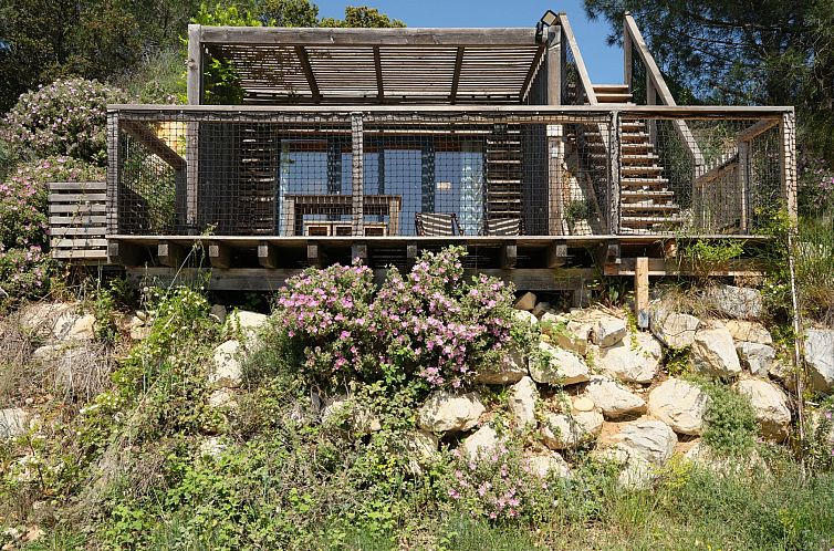 Geniet van het terras van Lavande, een vakantiehuis in Sorgues, Provence, te midden van prachtige bloemen en natuur.