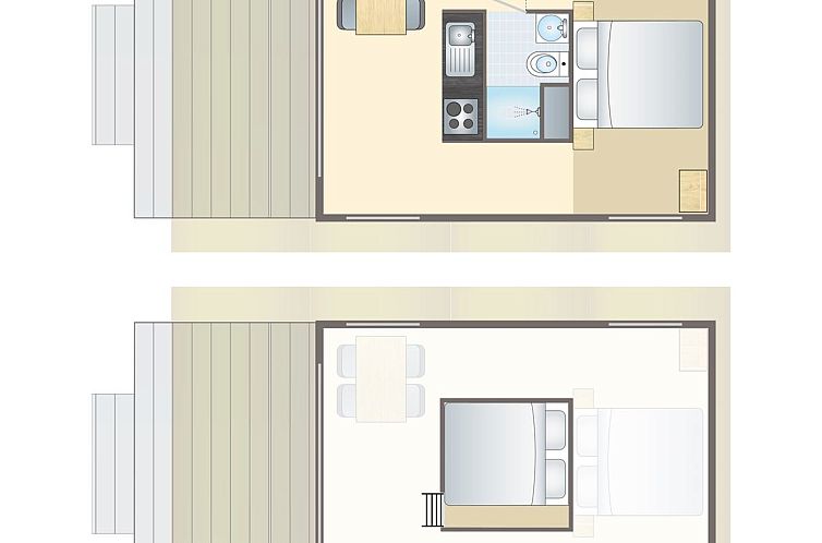 Geniet van een verblijf in de 2-4-persoons safaritent 2-4ST in Gesves, Ardennen. Ontdek de charme van glamping met een uitnodigend terras.