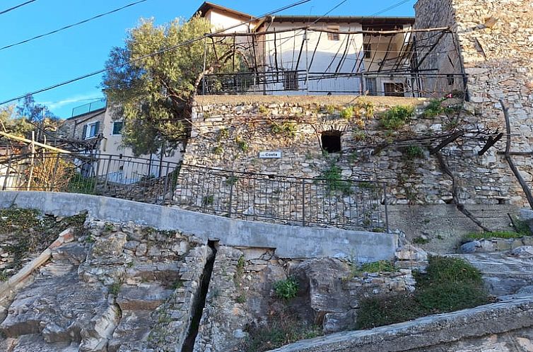 Vacation home Cottage in Erli, Liguria, Italy, offers an authentic experience with a beautiful stone terrace and green surroundings.