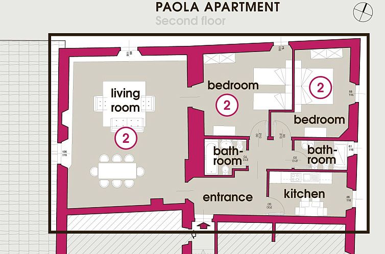 Appartement Schönes Apartment mit 2 Schlafzimmern und 2 Bä