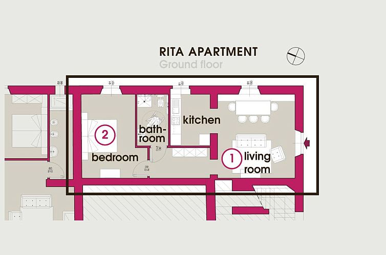 Appartement 1-Schlafzimmer-Wohnung, die für Rollstuhlfahrer