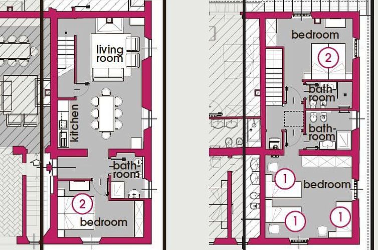 Appartement Große Wohnung mit 3 Schlafzimmern und 3 Bädern