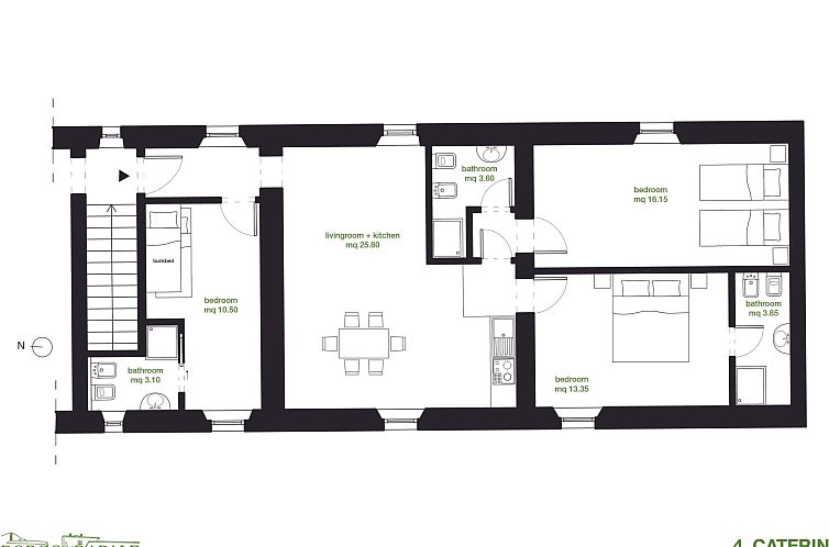 Appartement Wohnung 'Caterina' mit Gemeinschaftspool