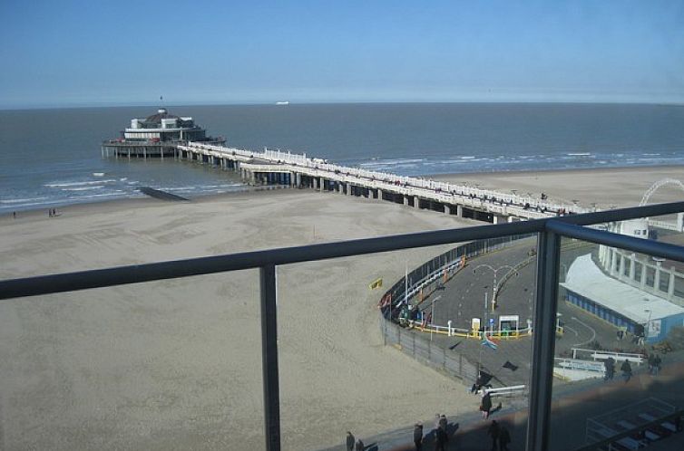 View of the pier and beach from Residentie Beach in Blankenberge, vacation apartment on the Belgian coast.