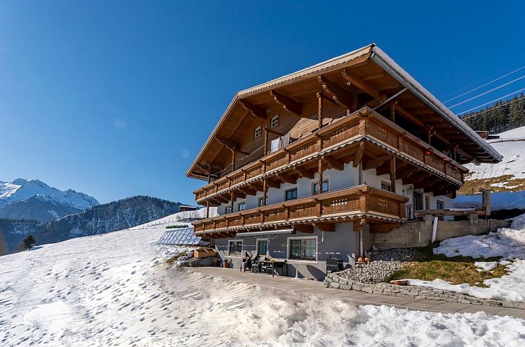 Snowy landscape at Brandtner Bauer, a chalet in Wald im Pinzgau, Salzburg.