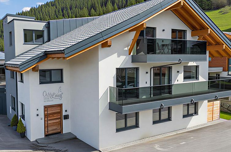 Discover the stylish terrace of Guatsi, a vacation home in Hollersbach im Pinzgau, surrounded by the beautiful nature of Salzburg.