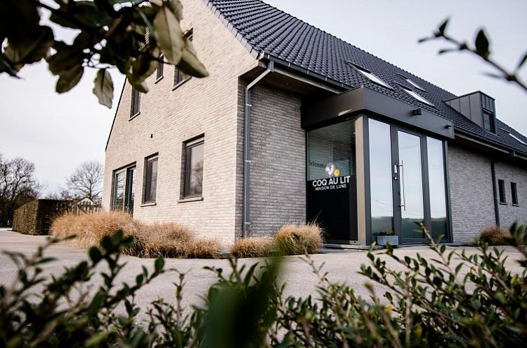 Vorderansicht des Coq au lit: Maison d' etoile, ein Ferienhaus in De Haan an der belgischen Kueste.