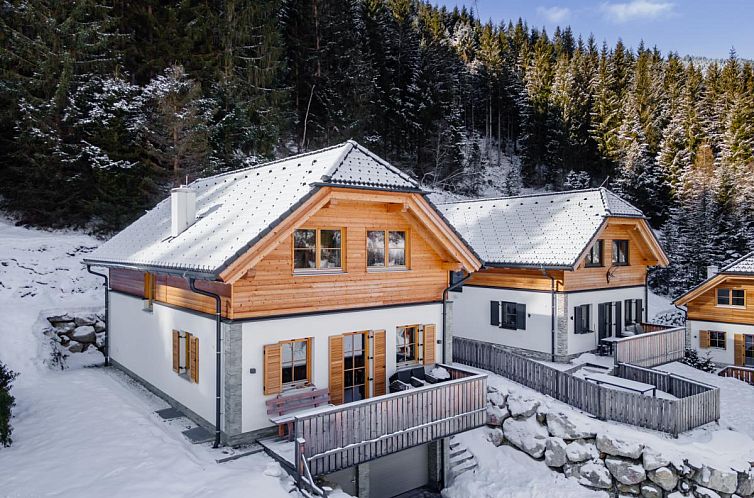 Vita Montagna Chalet in Donnersbachwald, Steiermark, umgeben von Schnee und Waeldern fuer einen ruhigen Winterurlaub.