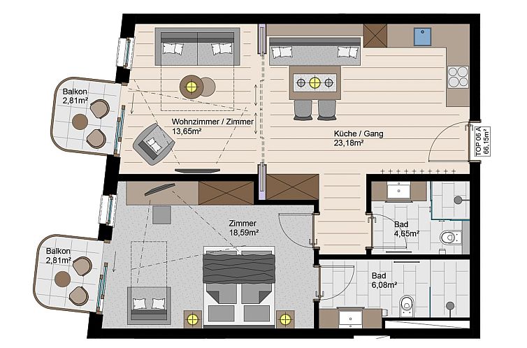 Appartement Superior mit 1 Schlafzimmer