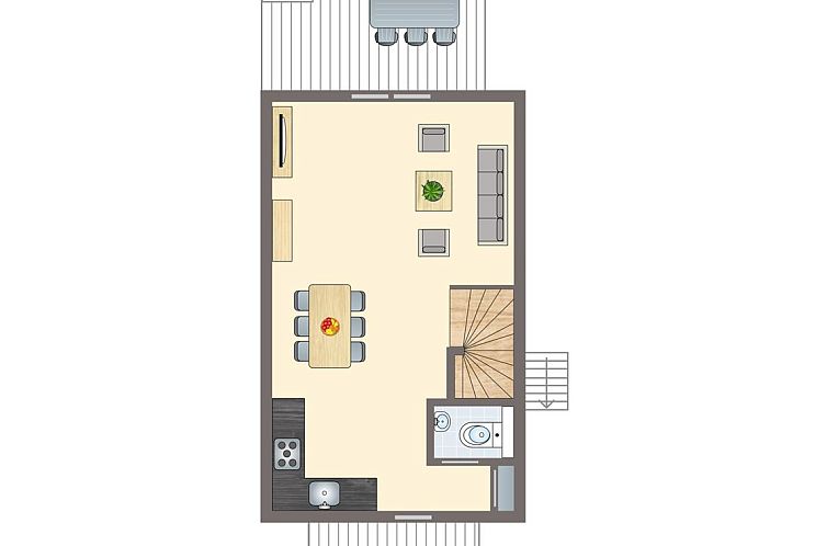 Waterpark Sneekermeer 6-persoons woning 6C1 in Terherne, omgeven door groene natuur en water.