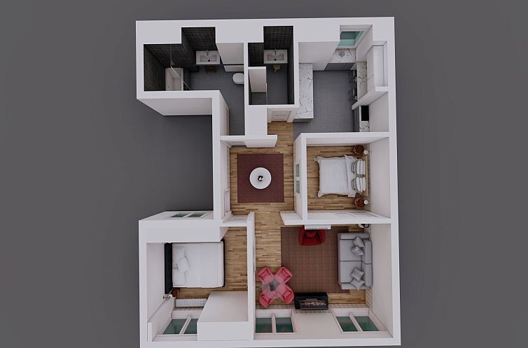 Appartement Die Blume gekachelt. Luxus und Komfort im Stadtz