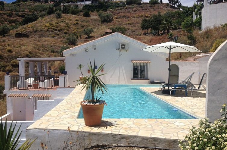 Entspannen Sie sich am Pool der Casa Milvan, einem charmanten Ferienhaus im schoenen Competa in Andalusien.