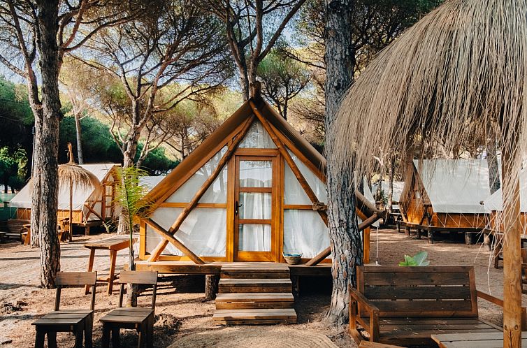 Experience the tranquility of Andalusia at the cozy Glamping Tipi Retama, located in picturesque Conil de la Frontera.