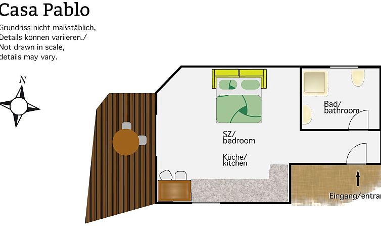 Appartement Kleines Ferienhaus mit Terrasse für zwei Person