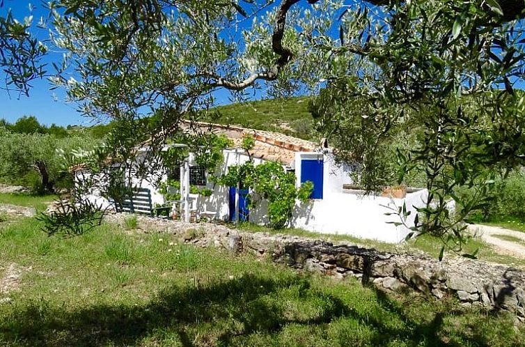 Ferienhaus Cottage in El Perello, Katalonien, mit malerischem Blick auf gruene Huegel und Olivenhaine.