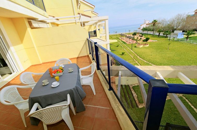 Relax on the spacious balcony of Almadraba, an apartment in Denia, Costa Blanca, with stunning views.