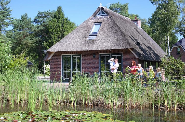 Gezellige Stuifzand Bungalow met Bedstee 6+2 in Hooghalen, Drenthe, omgeven door natuur en vijver, ideaal voor een ontspannen vakantie.