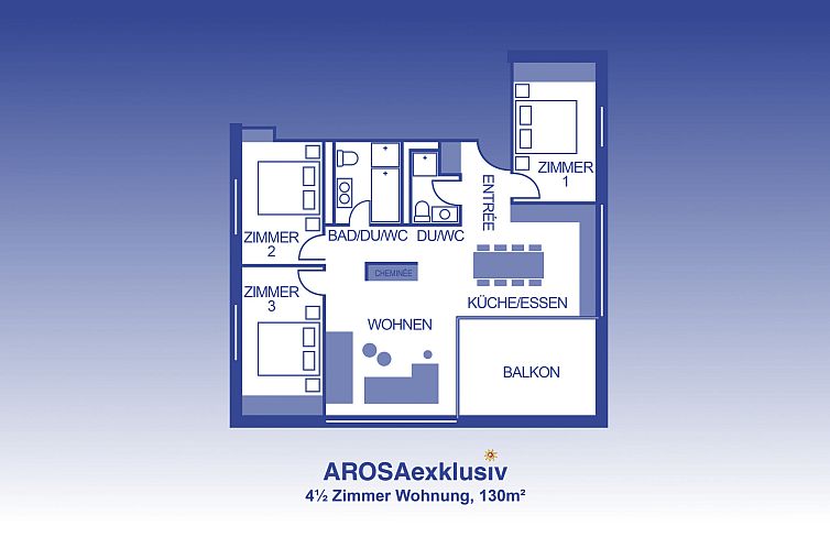 Appartement Ferienwohnung mit Loggia, 3 Schlafzimmer & 2 Bä