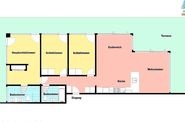 Appartement Appartement/Fewo, Bad, WC, 6-Bettwohnung