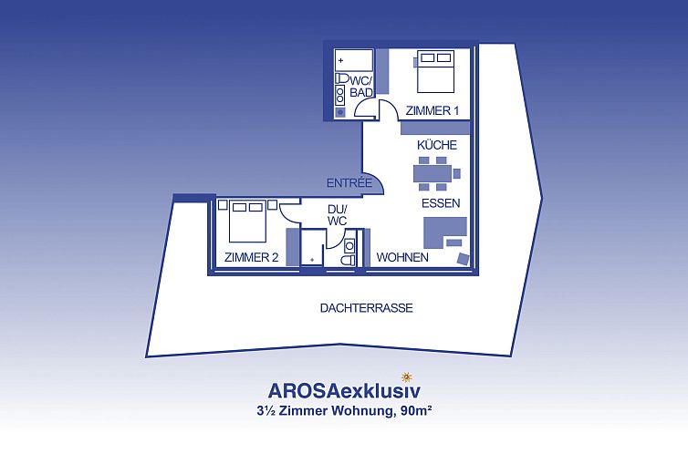 Appartement Penthouse mit 2 Schlafzimmer und 2 Badezimmer