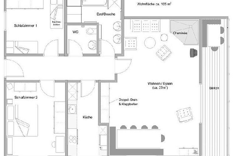 Appartement Arcula, (Flims Dorf). Grosszügige 3.5 Zimmerwoh