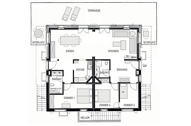 Appartement Alprüüsch, Obersaxen-Misanenga, (Obersaxen), 3