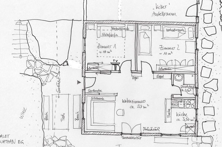 Appartement Jonathan EG Süd Appartement/Fewo, Dusche, WC 2 