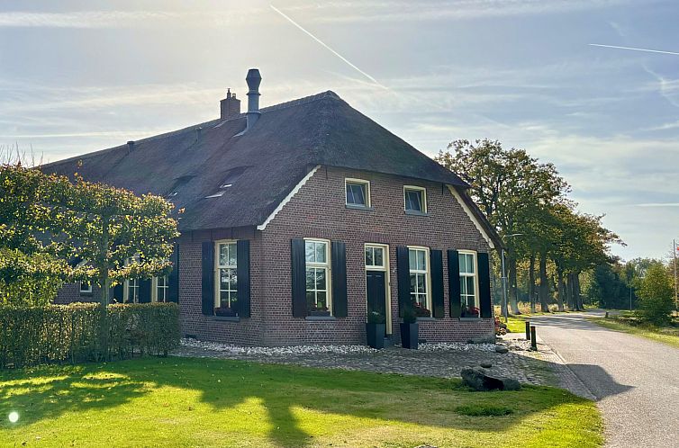 DG1706 vacation home in Havelte, Drenthe with charming thatched roof and green surroundings.