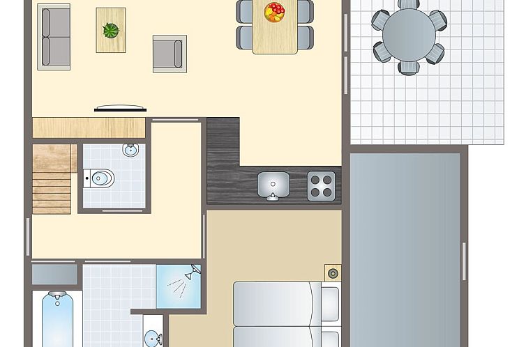 Hunerwold State 4-person bungalow with terrace in Wateren, Southwest Drenthe, surrounded by green nature.