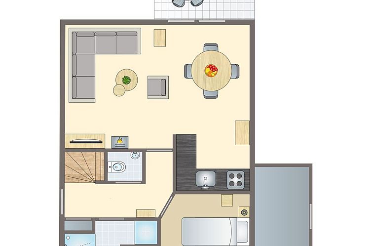 Aerial photo of Hunerwold State 4-person bungalow 4L in Wateren, Southwest Drenthe, surrounded by green nature.