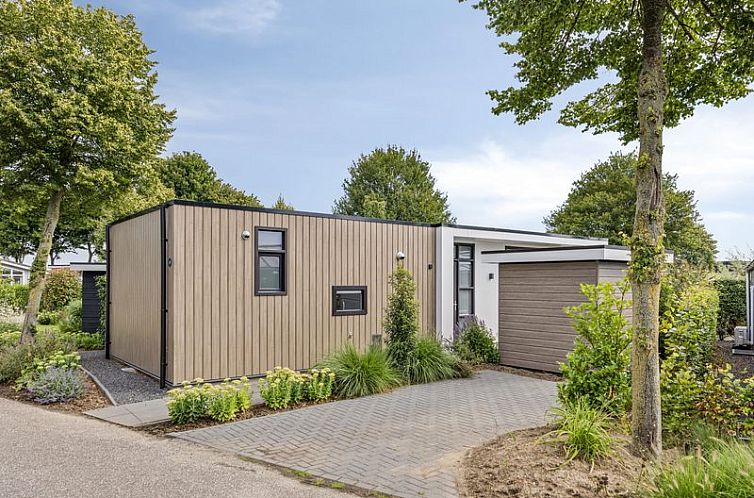 Module Special 4 persons vacation home in Aalst, Gelderland with modern exterior and green surroundings.