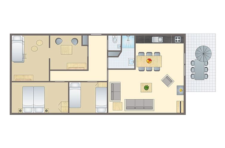 Children's room with bunk beds in Heideheuvel 6-person children's bungalow, Beekbergen, Veluwe.