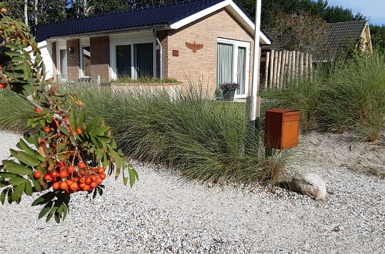 Robbenoort 101, de Zeearend, vakantiehuis in Lauwersoog met vooraanzicht en natuurlijke omgeving in Noordwest Groningen.