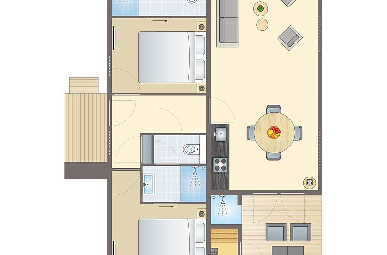 Modern 4-person house 4L with terrace in Wedde, Southeast Groningen, surrounded by greenery.