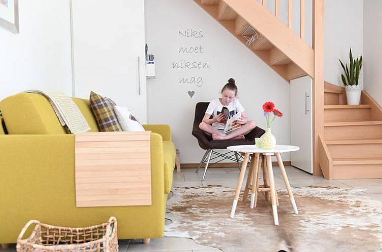 Gezellige woonkamer in Vakantiehuis in Klimmen, Zuid Limburg met comfortabele meubels en een knusse sfeer.