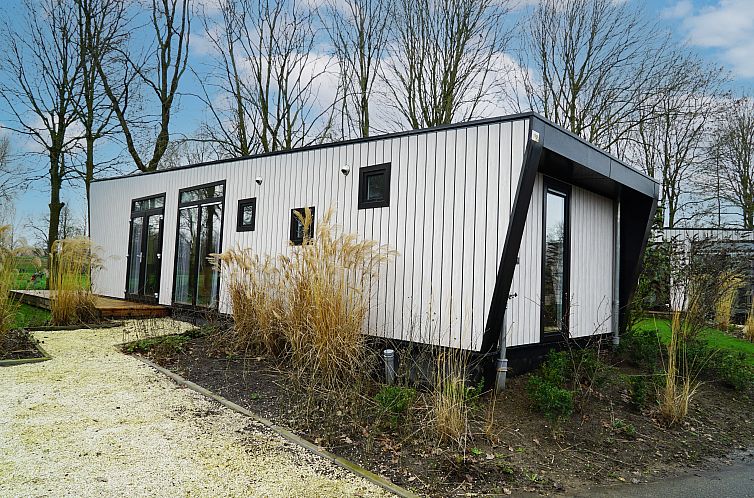 Chalet in IJhorst, Nordwest Overijssel, modernes Aeusseres, umgeben von Natur.